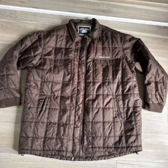 State Property‎ Jacket Mens 4XL Brown Quilted Puffer 90's Rap Hip Hop Y2K Zip Up - Picture 1 of 12